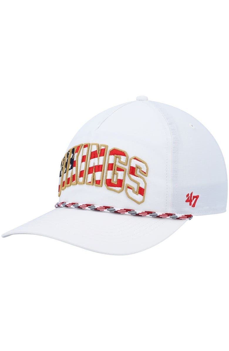 '47 Men's '47 White Minnesota Vikings Hitch Stars and Stripes Trucker Adjustable Hat, Main, color,