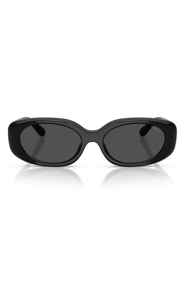 COACH 54mm Oval Sunglasses, Main, color, Black / Grey Solid