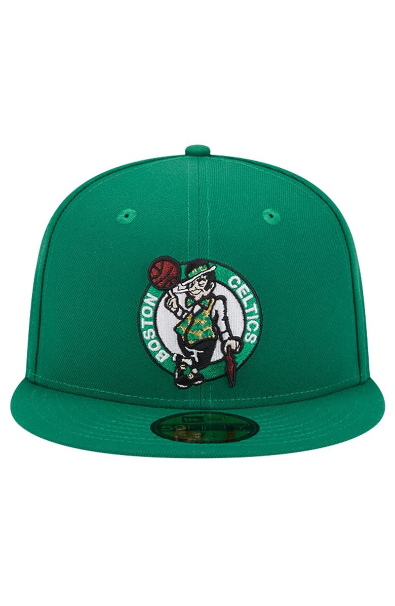 New Era Men's New Era Kelly Green Boston Celtics Court Sport Leather Applique 59FIFTY Fitted Hat, Alternate, color, 