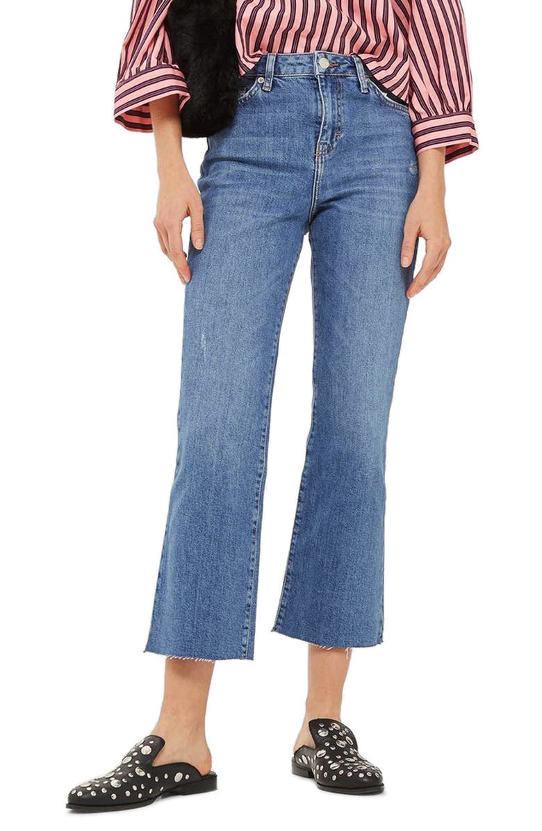 Topshop Dree Crop Flare Jeans, Main, color,