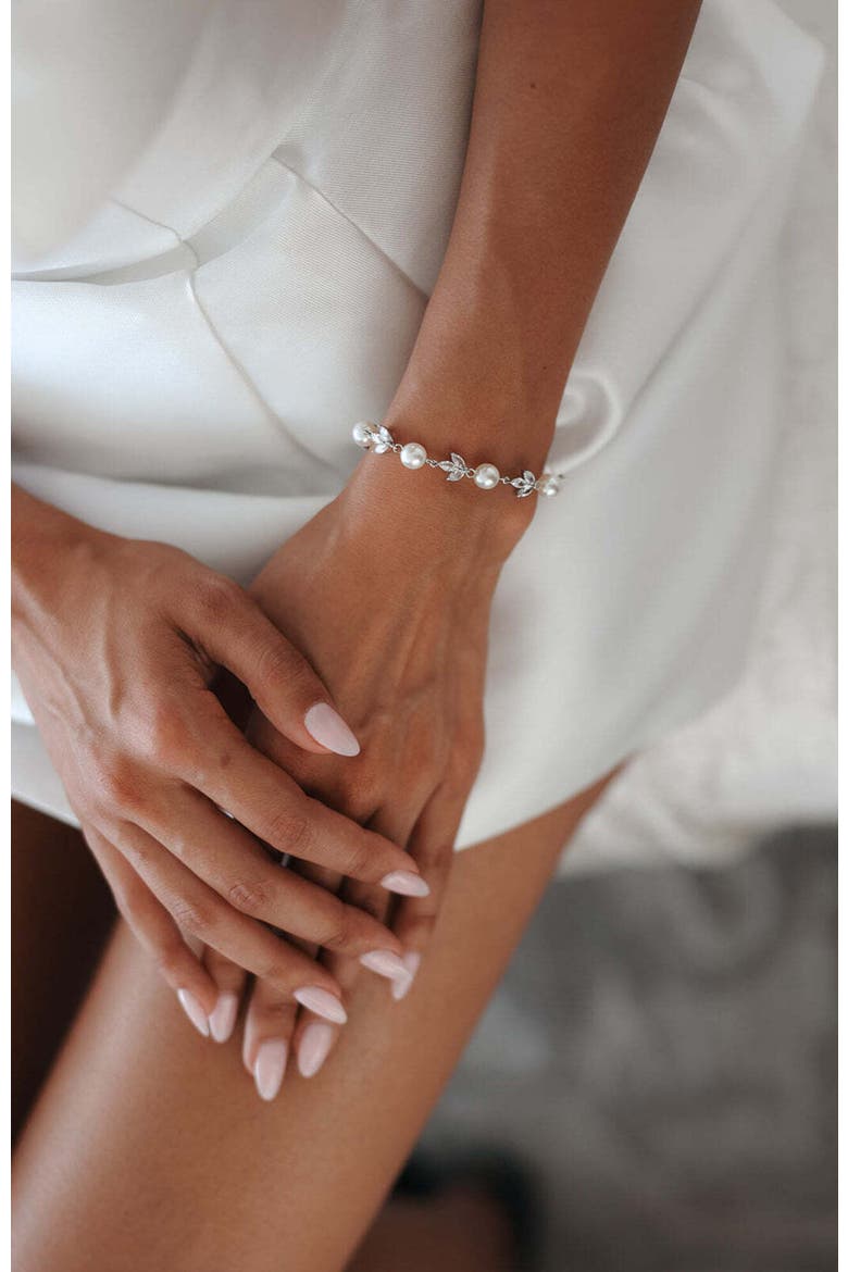 Forever Pearl and Crystal Bracelet, Alternate, color, Silver
