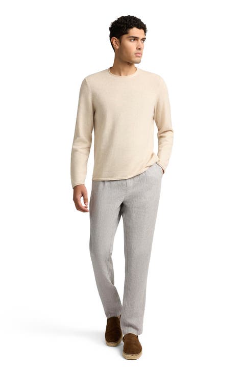 Linen Tapered Pleated Trouser