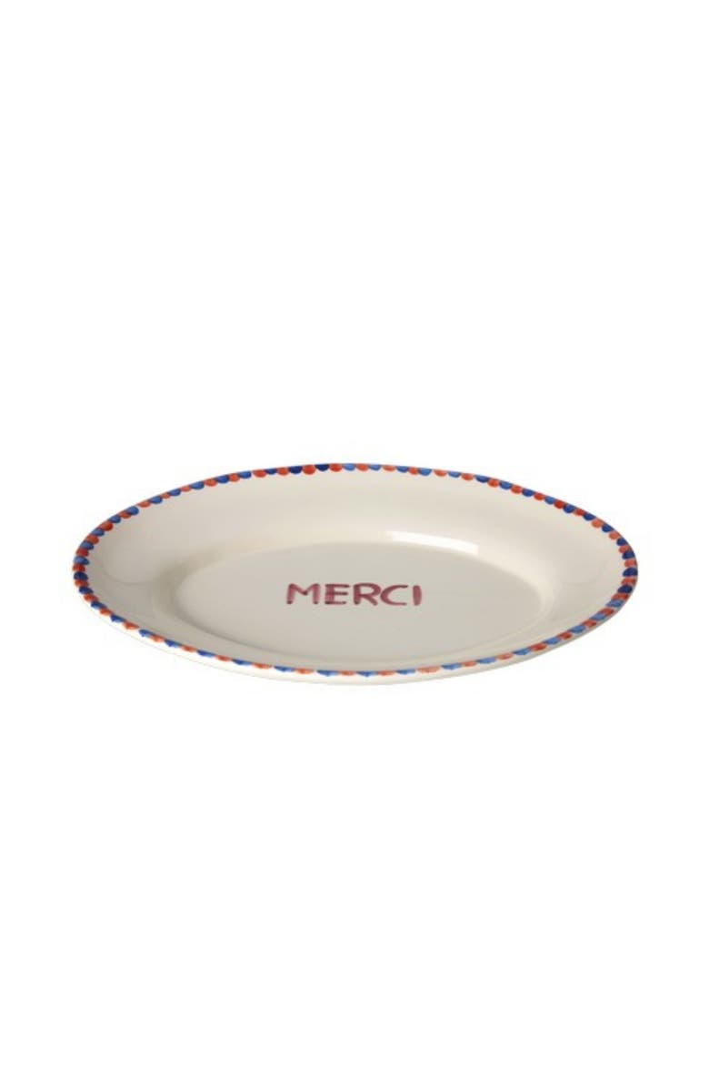 10004222 Ceramic Serving Platter Hand Painted Merci, Alternate, color, Beige