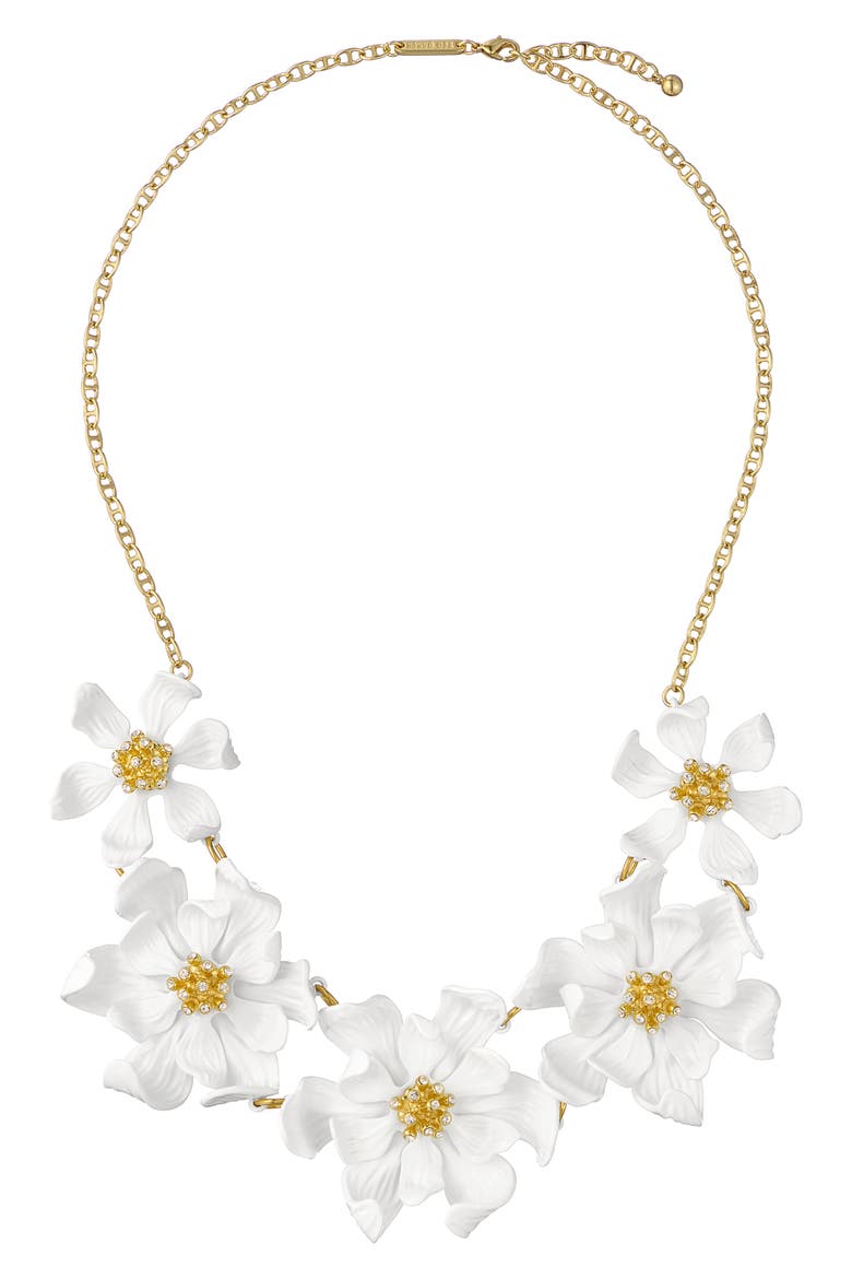 Fulla Furled Flower Enamel Charm Necklace, Main, color, METALLIC GOLD