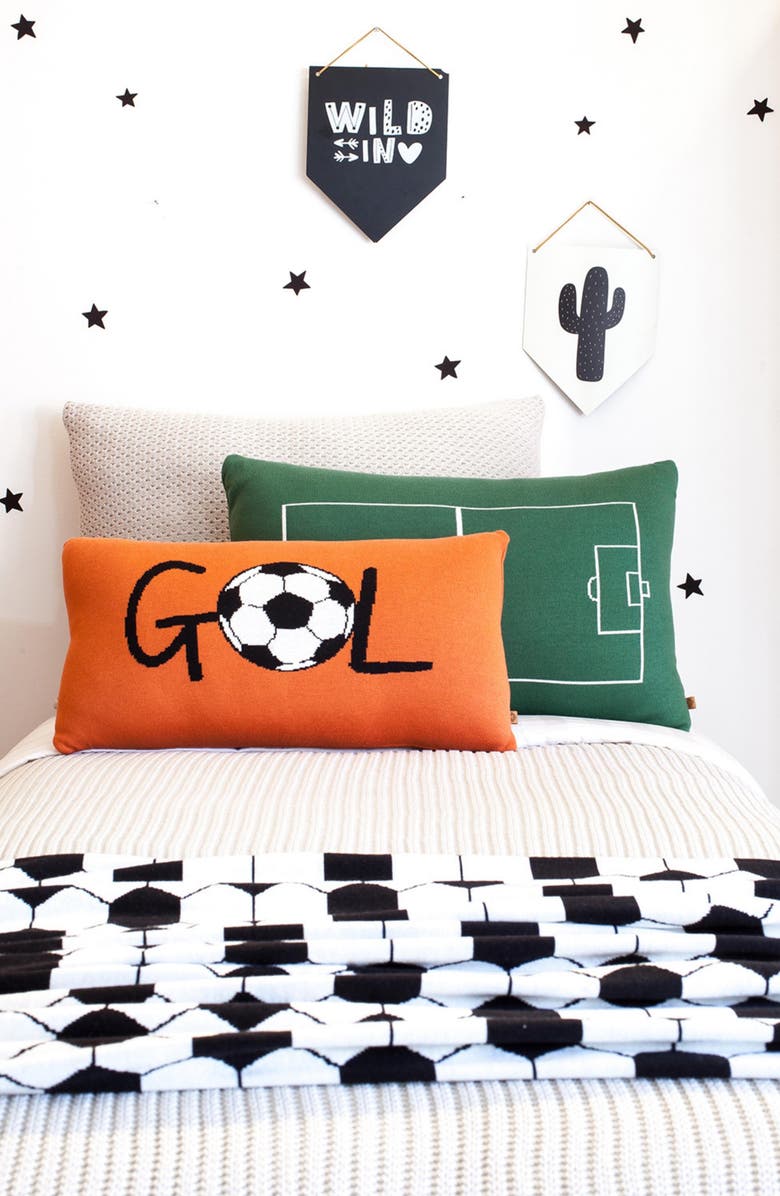 RIAN TRICOT Gol Soccer Rectangular Throw Pillow, Alternate, color, Dark Orange