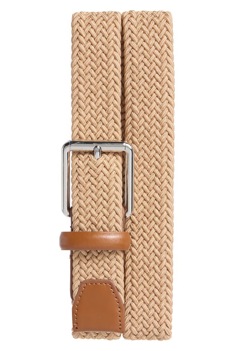 Woven Web Stretch Belt, Main, color, KHAKI