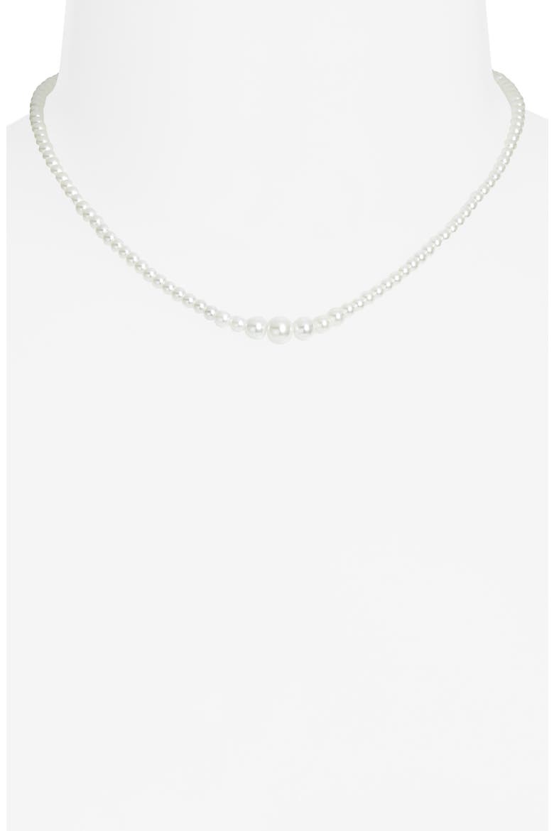 Graduated Faux Pearl Necklace, Alternate, color, WHITE- GOLD