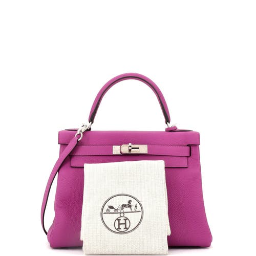 Pre-owned Hermes Hermes Kelly Handbag Pink Togo With Palladium Hardware 28 In Purple