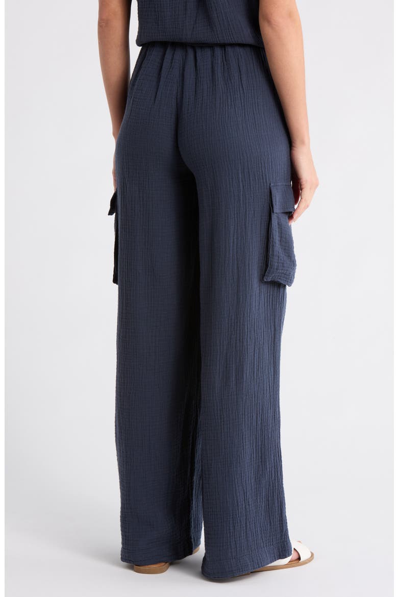 Cotton Gauze Cargo Pants, Alternate, color, NAVY BLUE