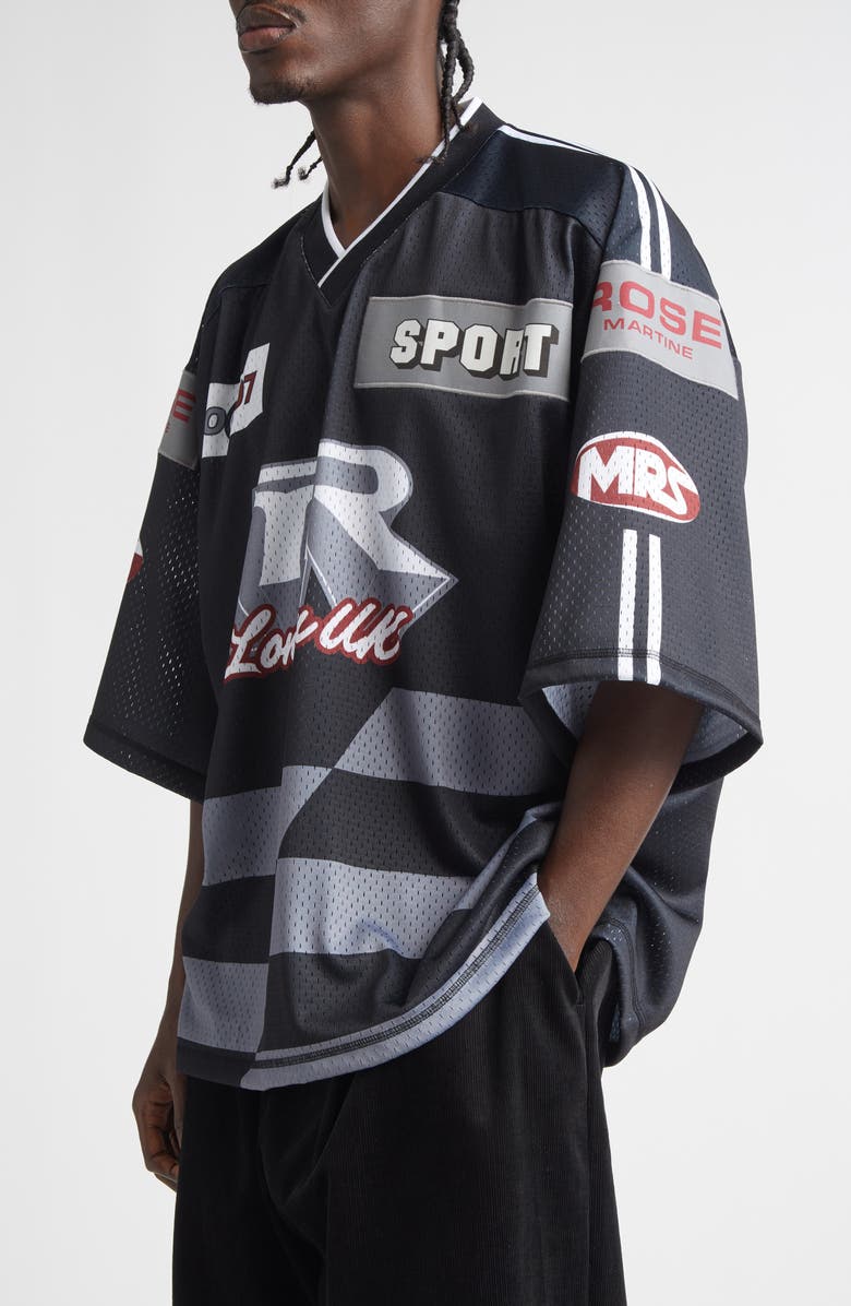 Martine Rose Oversize Hockey Jersey, Alternate, color, Black Grey