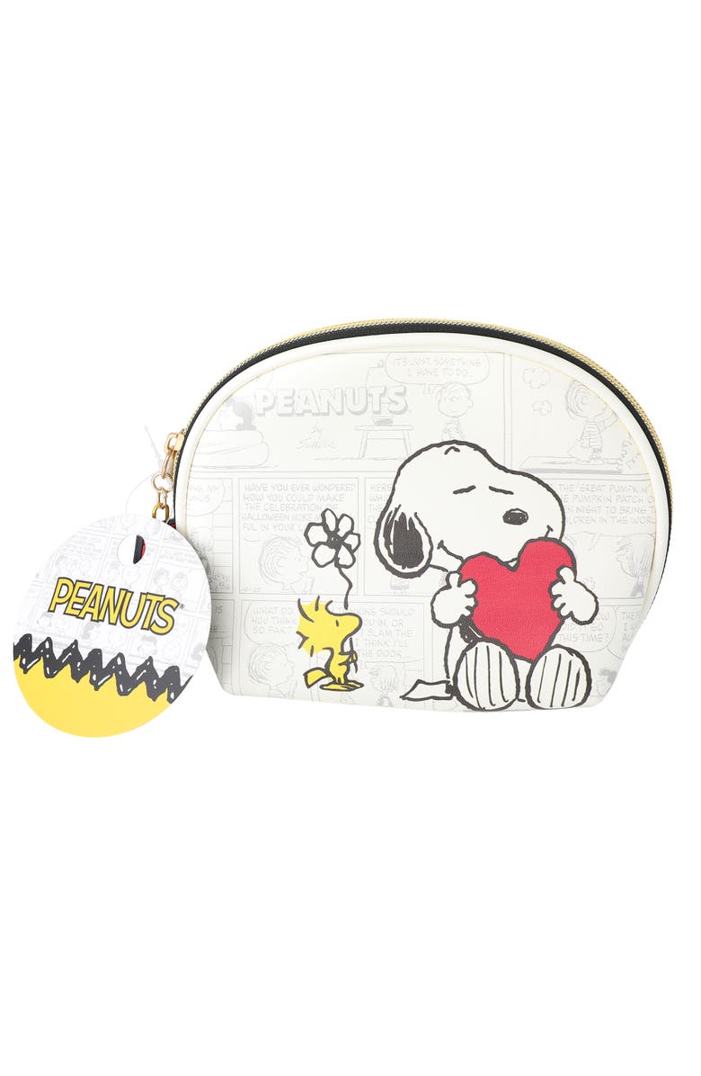 PEANUTS Snoopy Cosmetic Bag Set, Zip Pouch, Comic Print, Main, color, White, Multi