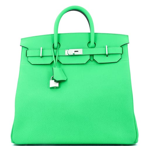 Pre-owned Hermes Hermes Hac Birkin Bag Green Togo With Palladium Hardware 40
