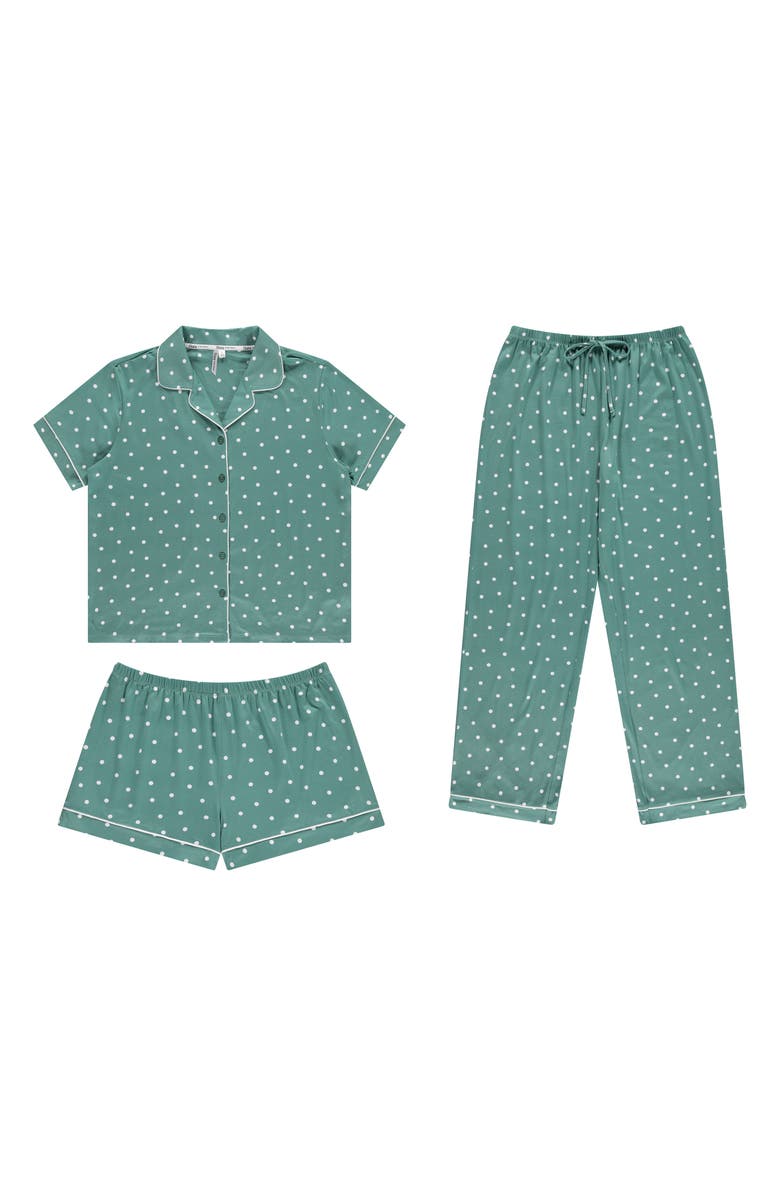Flora By Flora Nikrooz Brenna Piped Pajamas, Alternate, color, Mid Green
