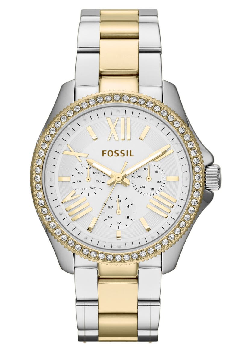 'Cecile' Multifunction Bracelet Watch, 40mm, Main, color, SILVER/ GOLD