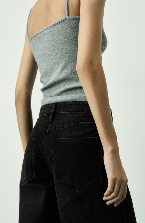 Mango Low Waist Wideleg Jeans Black Denim In Black Denim