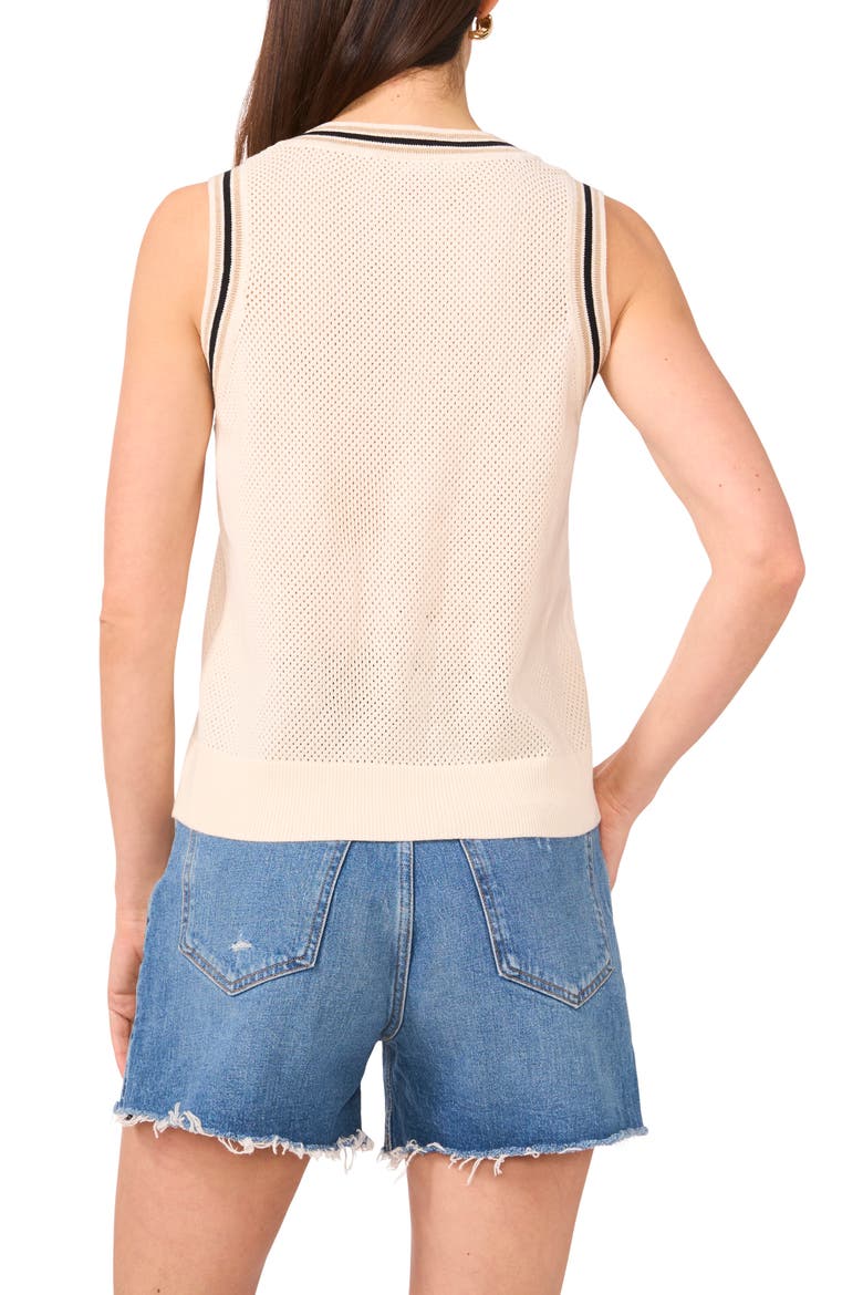 Tipped Mesh Tank Sweater, Alternate, color, SOFT CREAM