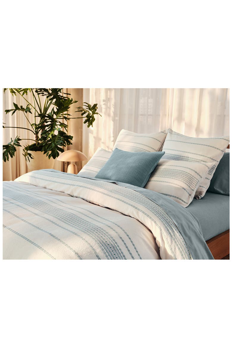 Rippled Stripe Organic Cotton Duvet Cover, Alternate, color, UNDYED W/ SURF