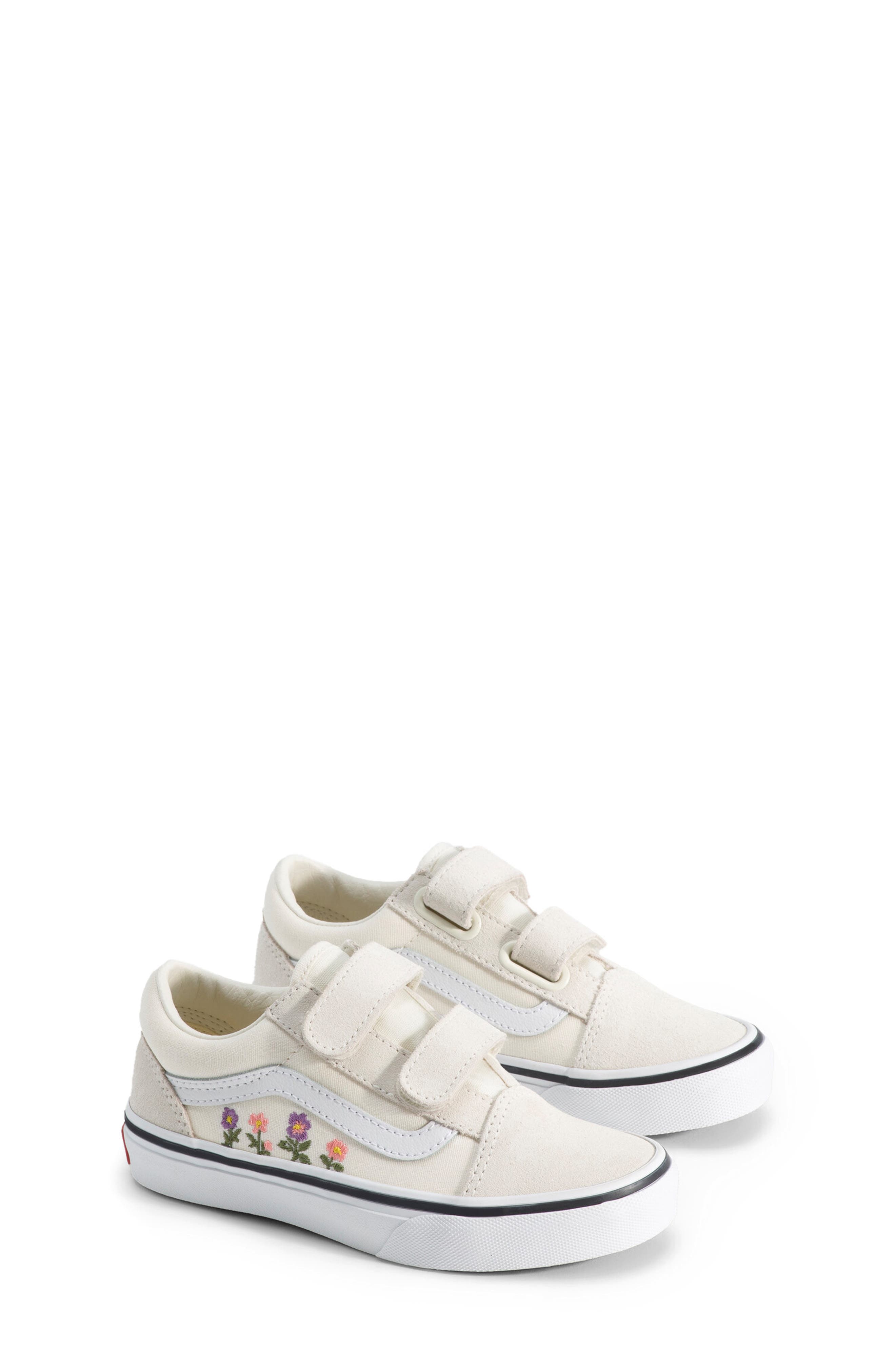 Kids' Old Skool V Sneaker, Main, color, FLORAL EMBROIDERY MARSHMALLOW