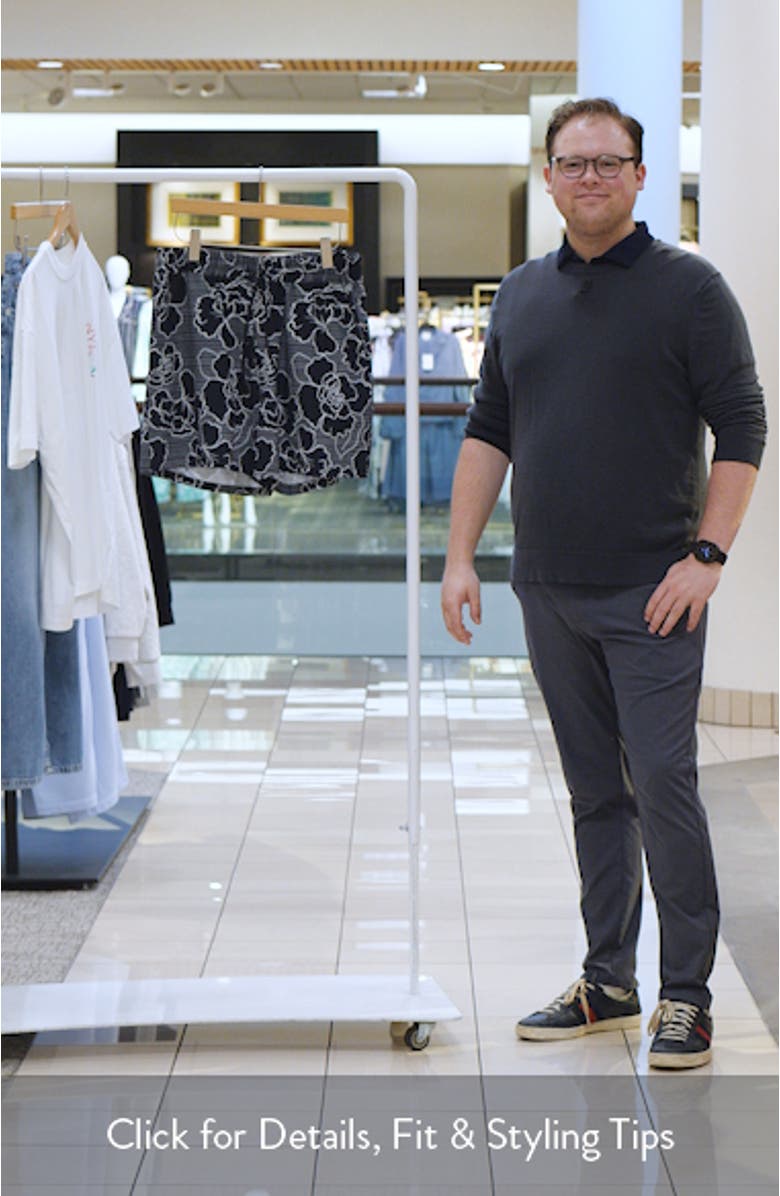 Charlie Poppy Pattern Knit Cotton Blend Drawstring Shorts, sales video thumbnail