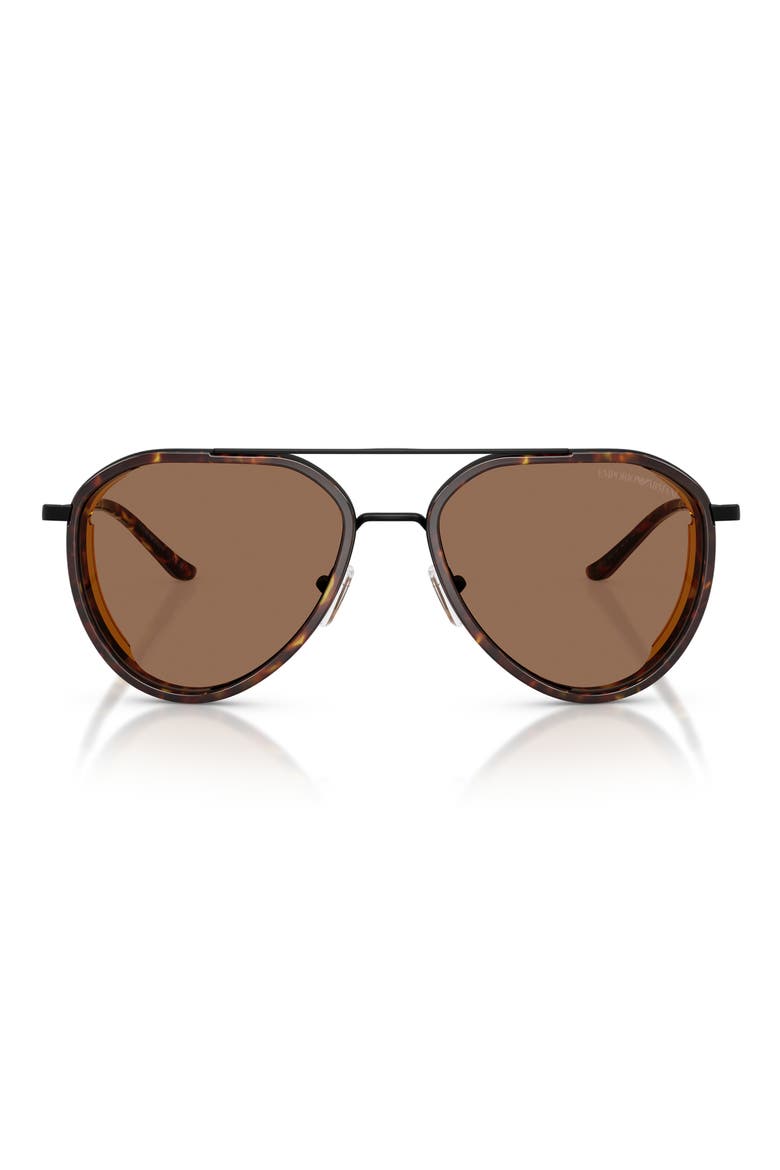 56mm Pilot Sunglasses, Main, color, MATTE BLACK / DARK BROWN