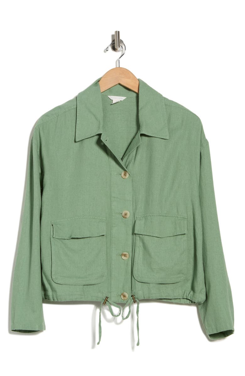 Caslon<sup>®</sup> Linen Blend Utility Jacket, Alternate, color, Green Hedge