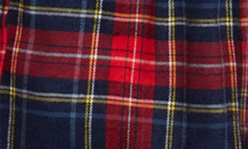 Magnetic Me Holiday Plaid Ruffle Cotton Flannel Magnetic Romper In Red