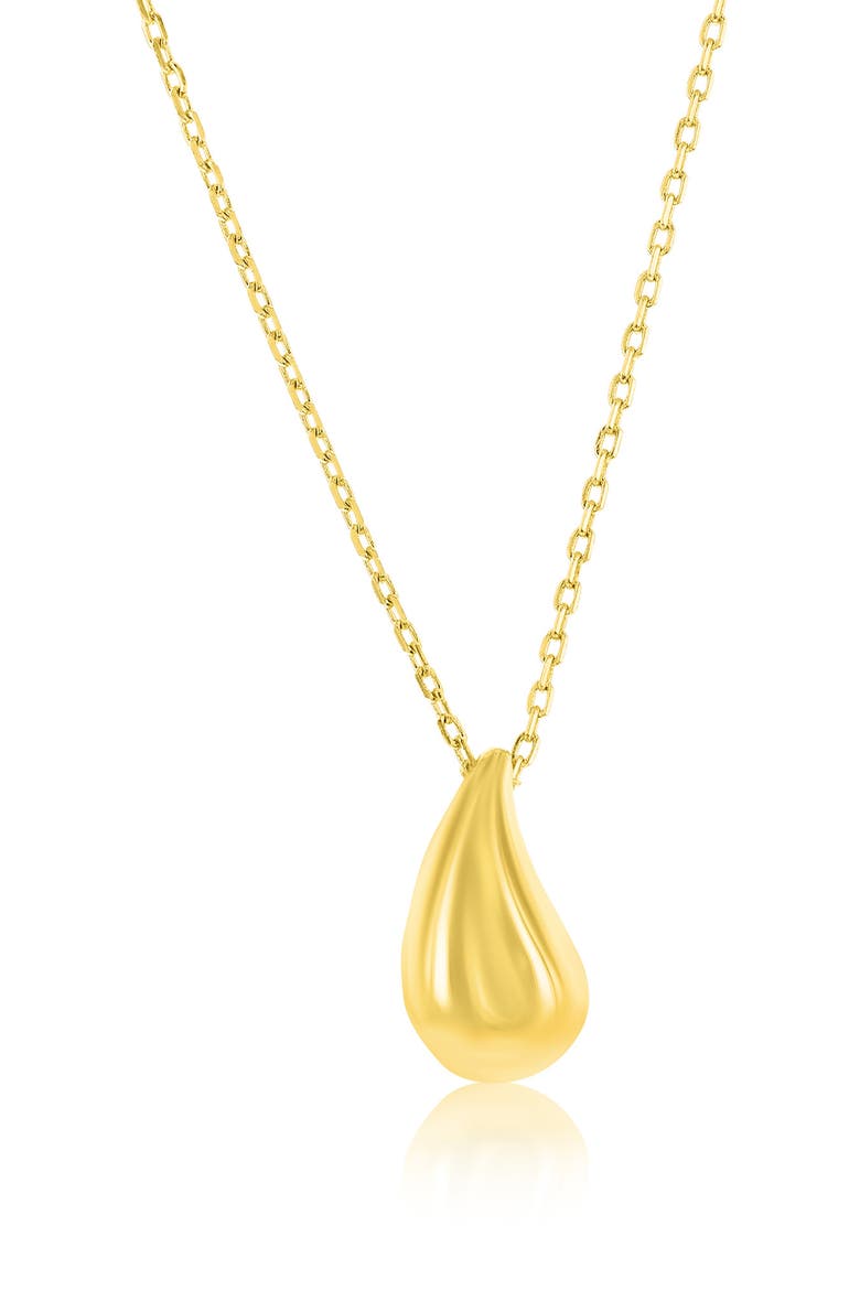 Puffed Teardrop Pendant Necklace, Main, color, GOLD