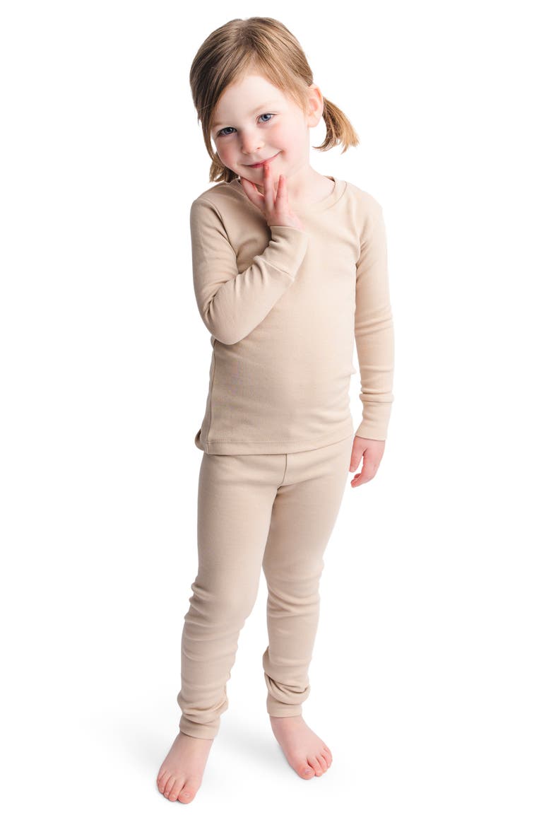Two-Piece Organic Cotton Pajamas, Alternate, color, OATMEAL