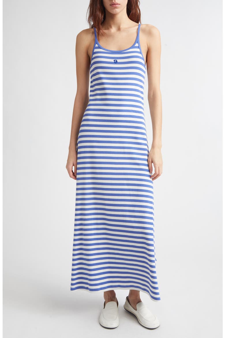 Laulaa Tsrita Unkko Kiski Stripe Stretch Cotton Dress, Main, color, BLUE OFF WHITE
