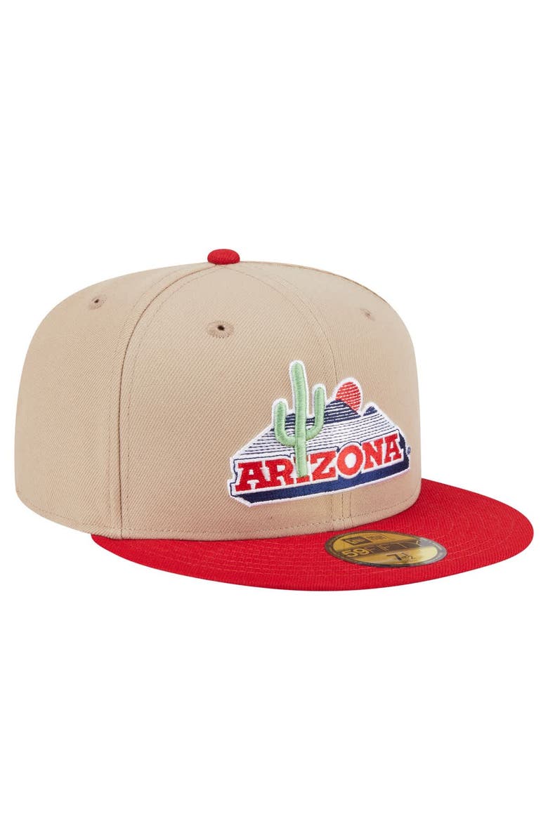 New Era Men's New Era Khaki Arizona Wildcats Throwback Two-Tone 59FIFTY Fitted Hat, Alternate, color, Khaki