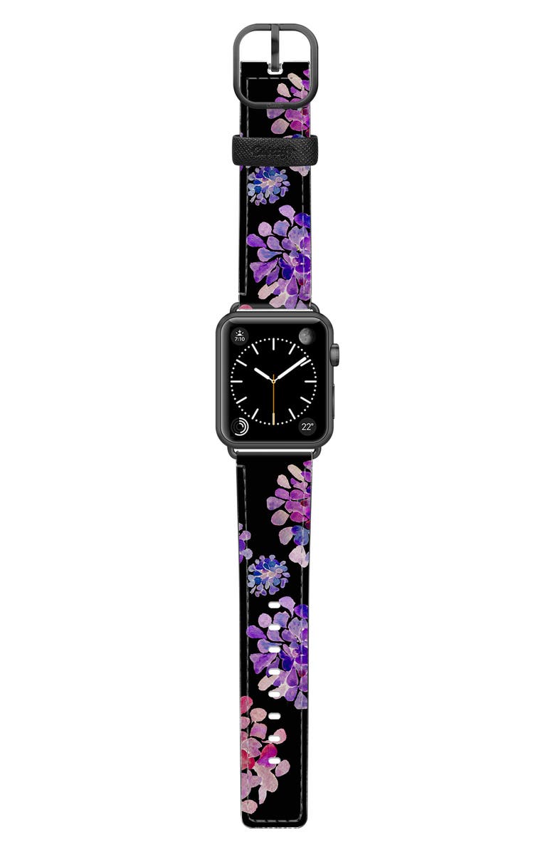 CASETiFY Saffiano Purple Flowers Faux Leather Apple Watch<sup>®</sup> Strap, Alternate, color,