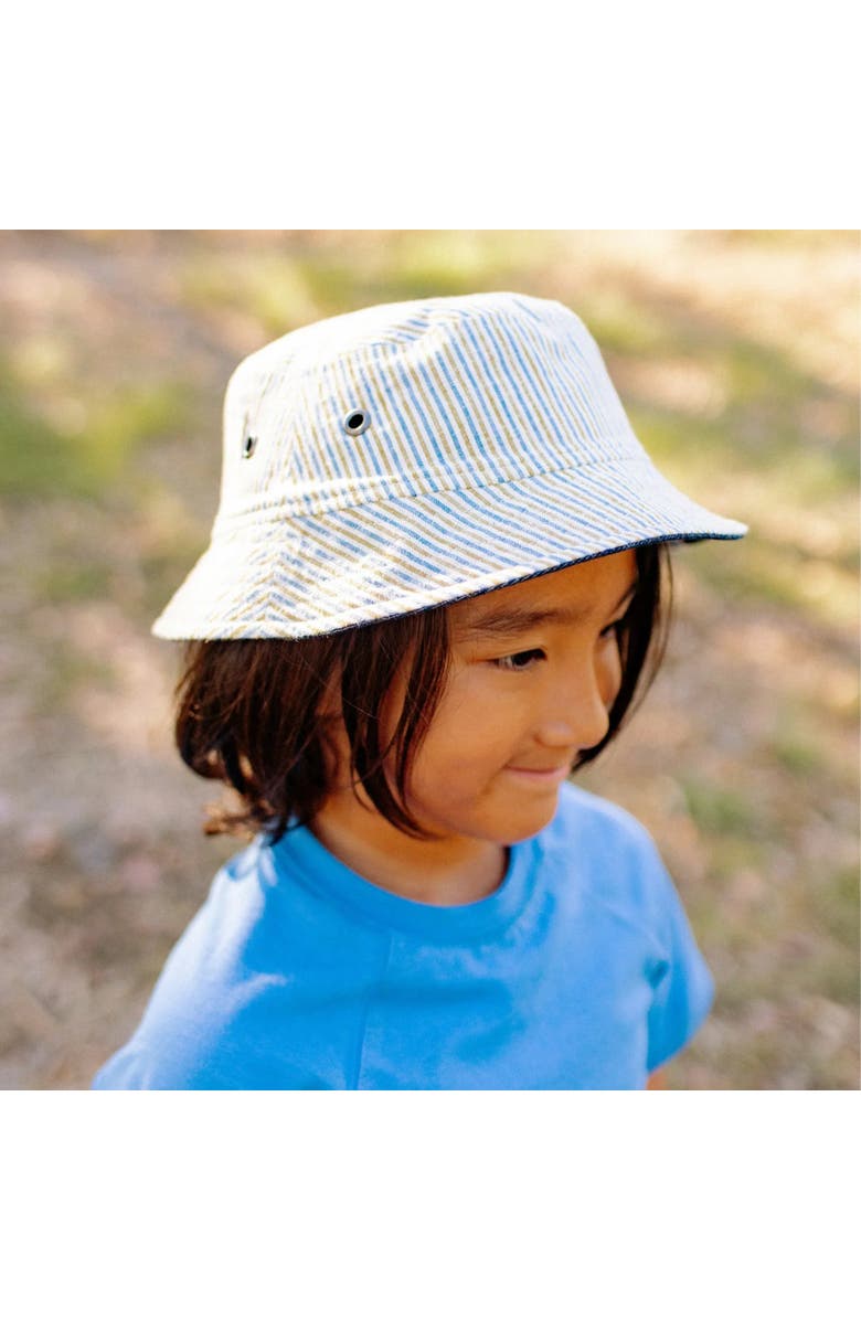Jackalo Kids' Reversible Bucket Hat, Alternate, color, Driftwood Stripe & Denim