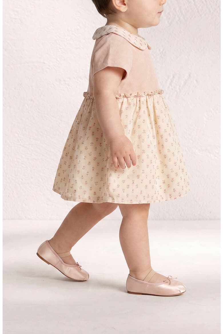 Faye Mixed Media Floral Bubble Dress, Alternate, color, PINK