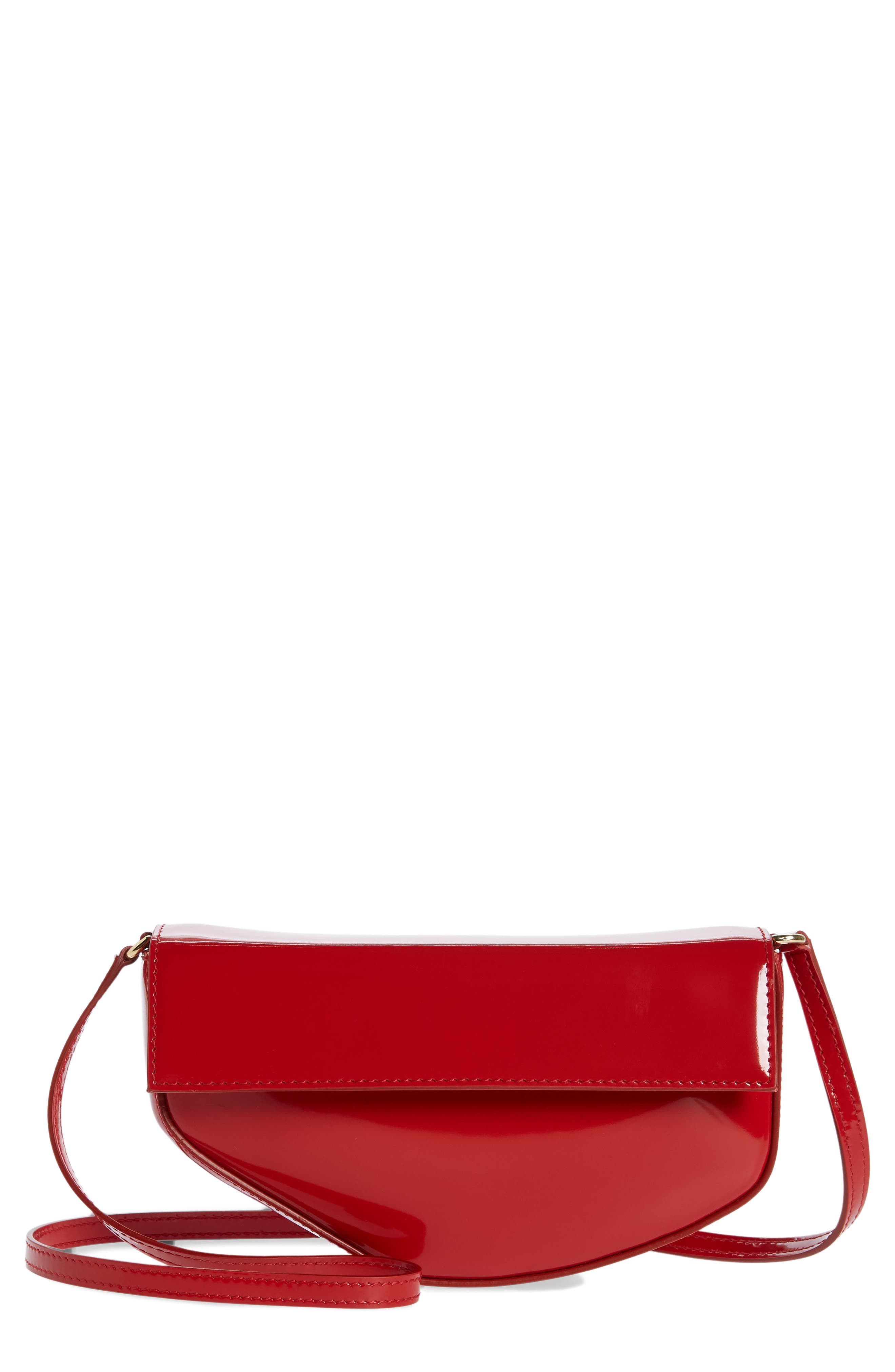 Dolce&Gabbana Logo Half Moon Patent Leather Shoulder Bag, Alternate, color, 