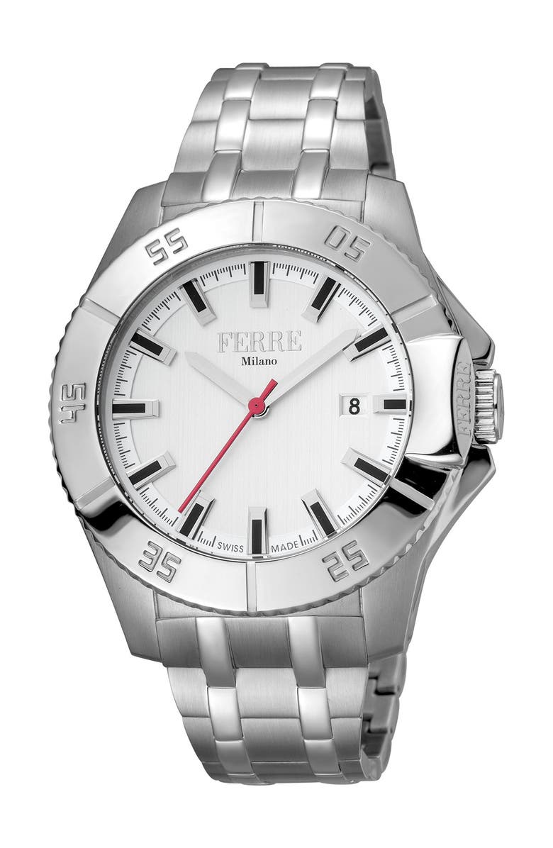 FERRE MILANO Men's Stainless Steel Watch, 45mm, Main, color, 
