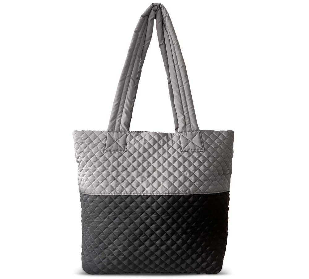 Newport Two-Tone Quilted Tote Bag, Main, color, Light Grey/Black