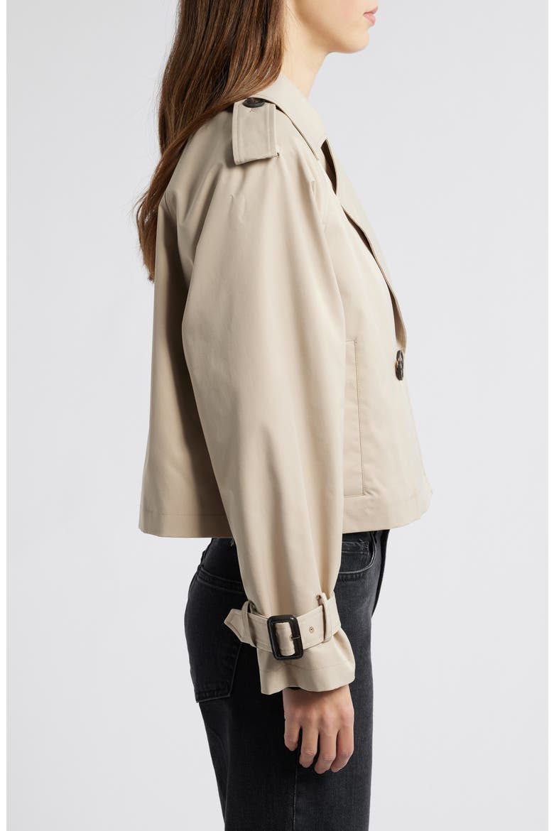 Double Breasted Crop Trench Coat, Alternate, color, SAND