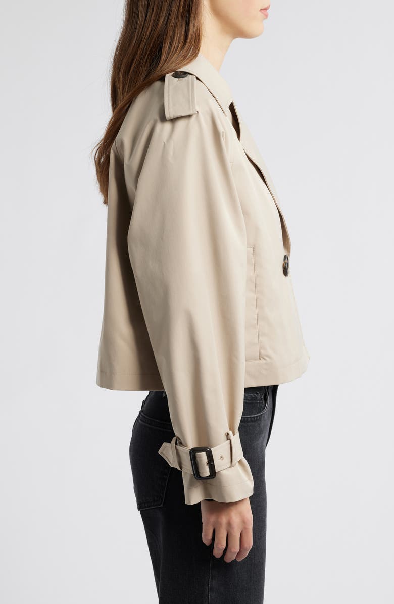BCBG Max Azria Double Breasted Crop Trench Coat, Alternate, color, Sand