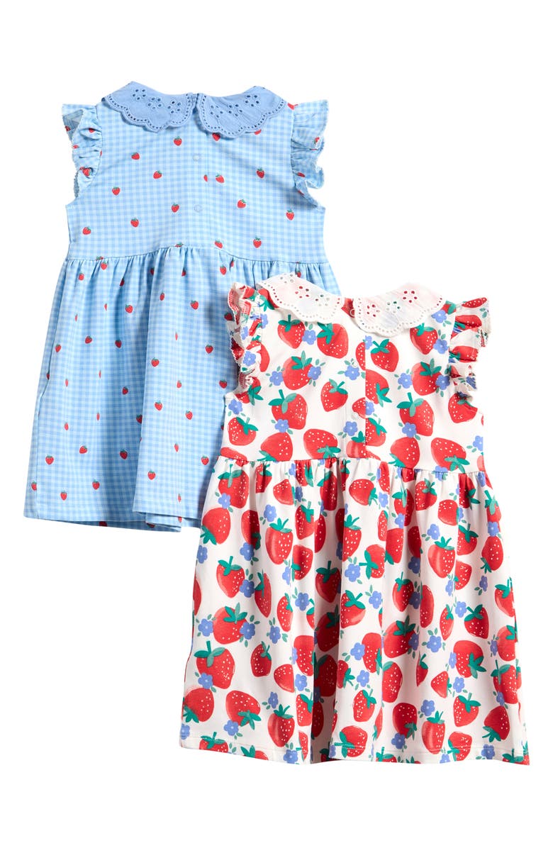 NEXT Kids' Pack of 2 Stretch Cotton Dresses, Alternate, color, White Blue