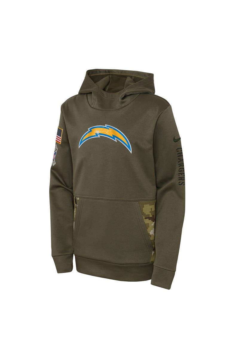 Nike Youth Nike Olive Los Angeles Chargers 2022 Salute To Service Performance Pullover Hoodie, Alternate, color,