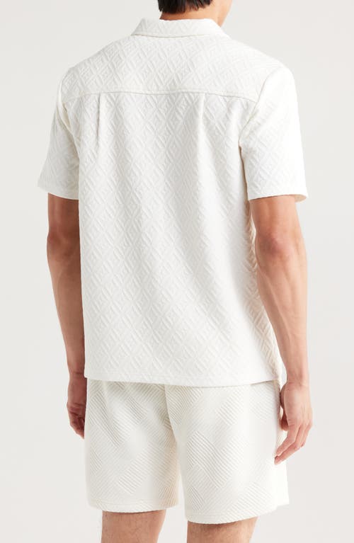 Fleece Factory Geometric Jacquard Short Sleeve Button-down Shirt