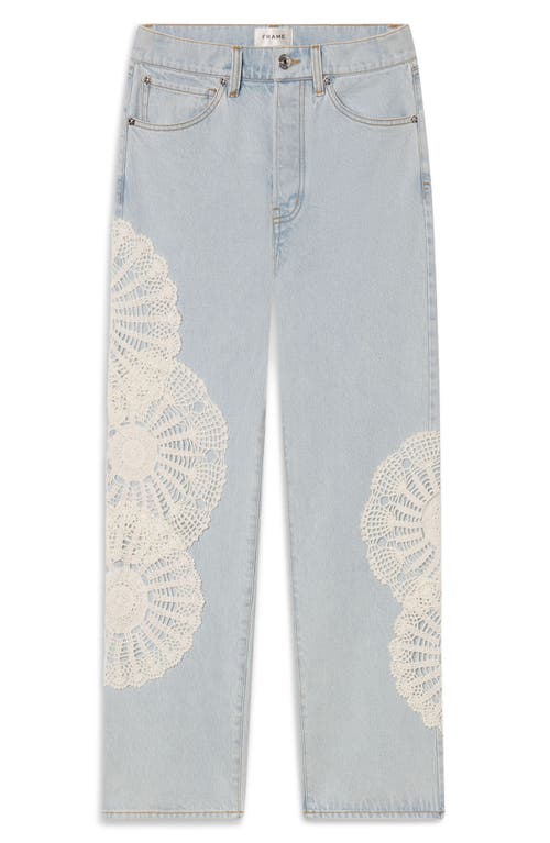 Frame The Crochet Vertical High Rise Ankle Straight Jeans In Wisp