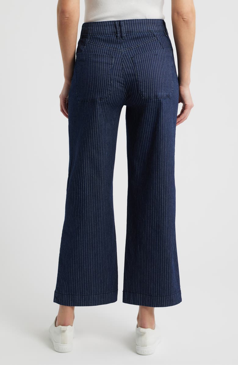 Wit & Wisdom Wyatt Skyrise Stripe V-Pocket Ankle Wide Leg Jeans, Alternate, color, Indigo