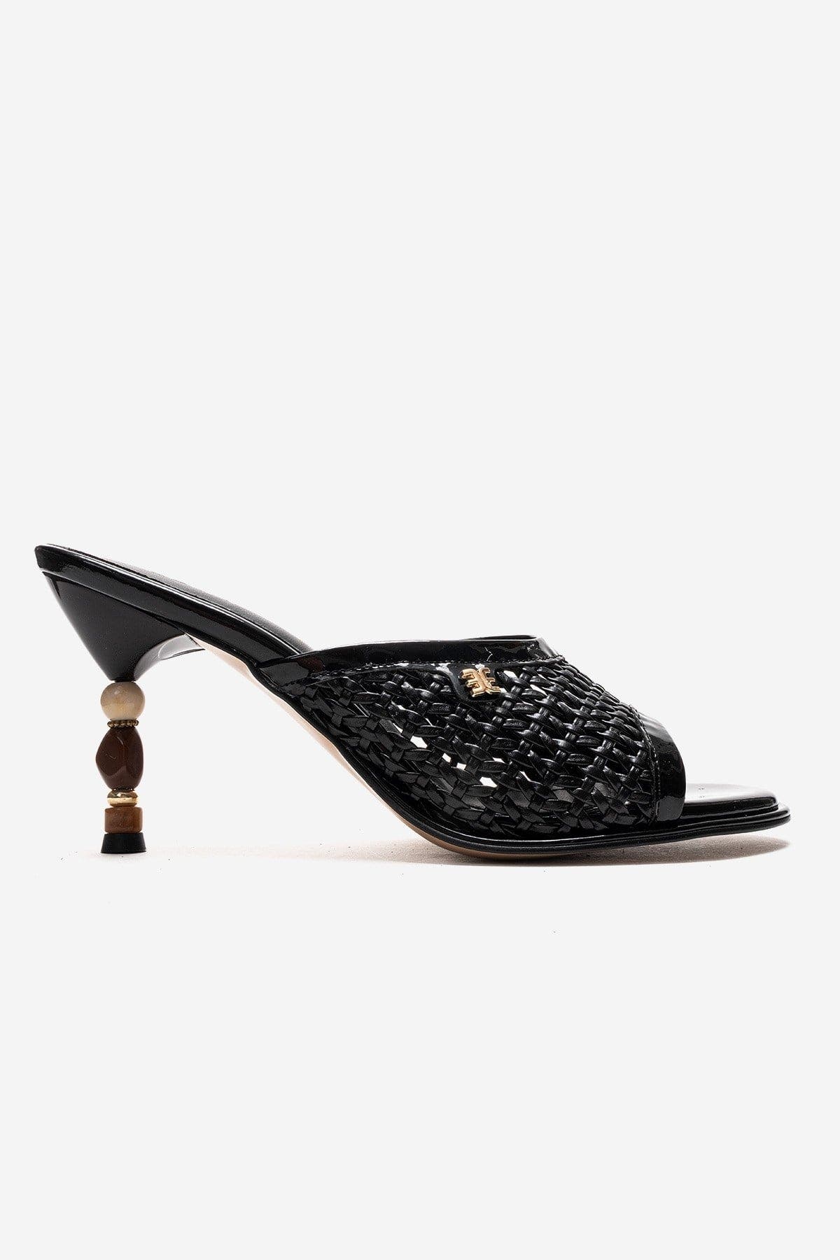 Prologue Shoes Selvian Woven Stiletto Sandal, Alternate, color, Black