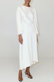 MANGO Ruched Satin Midi Dress