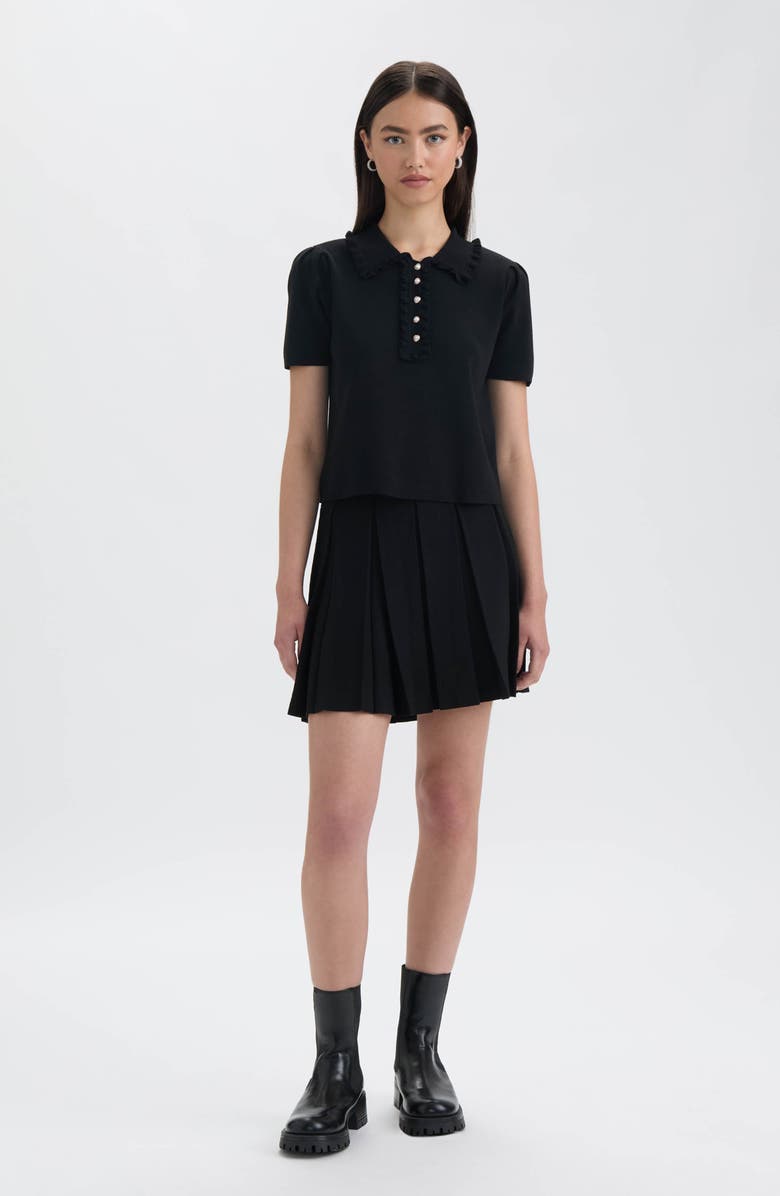 NVLT Ruffle Neck Polo Sweater, Alternate, color, Black