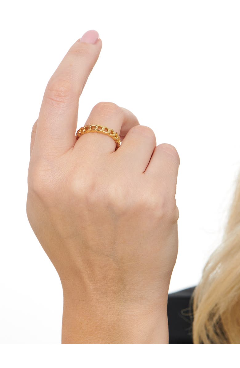 DEVATA Curb Link Ring in Gold Plated Sterling Silver, Alternate, color, Yellow Gold