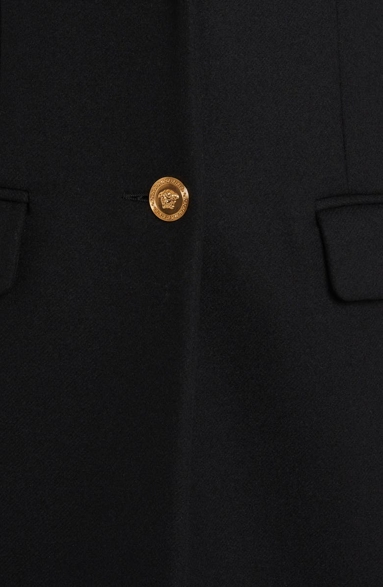Versace Longline Wool Blend Peacoat, Alternate, color, 