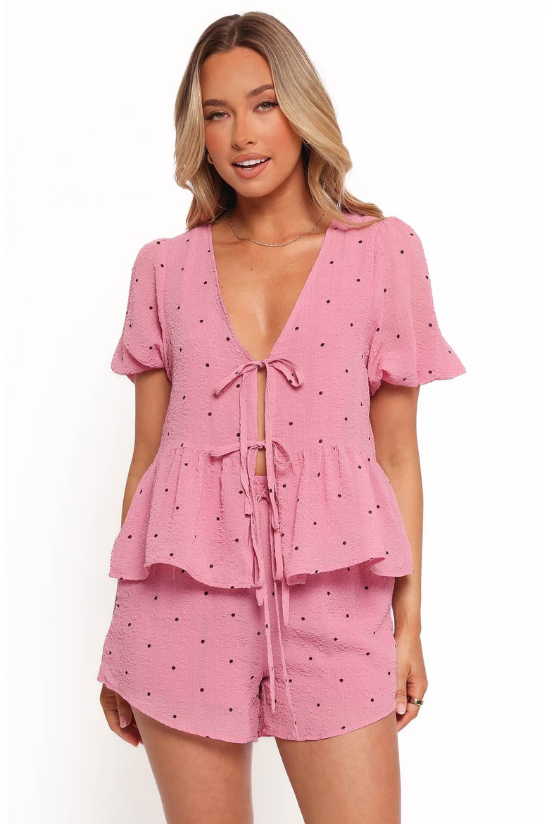 Nala Polka Dot Drawstring Shorts, Alternate, color, PINK POLKA DOT