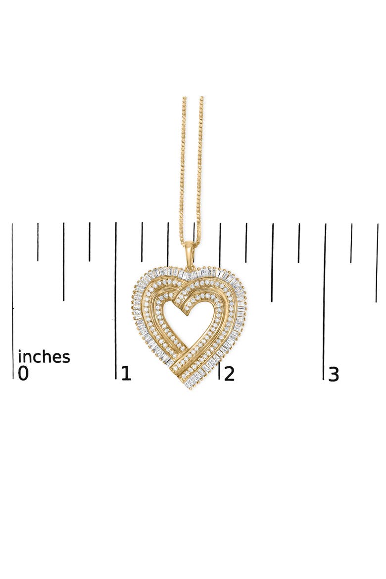 14K Yellow Gold Plated Silver 1/4 Cttw Diamond Composite Heart Pendant Necklace, Alternate, color, Yellow